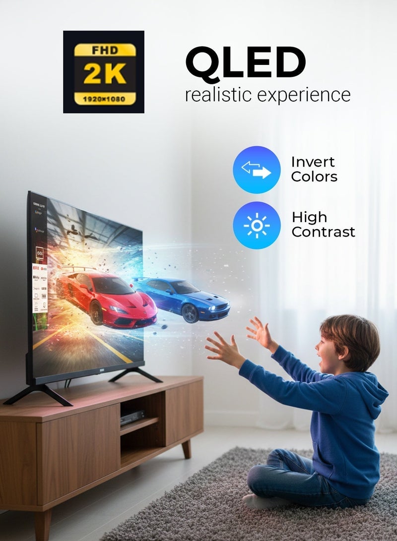 Geepas 43" FHD QLED Google TV | Sharp Picture with Sleek Design, with Built-in Apps |  Dolby Audio, HDMI & USB Connectivity| Voice Remote with Google Cast | GLED4325GTQLD - Image 5